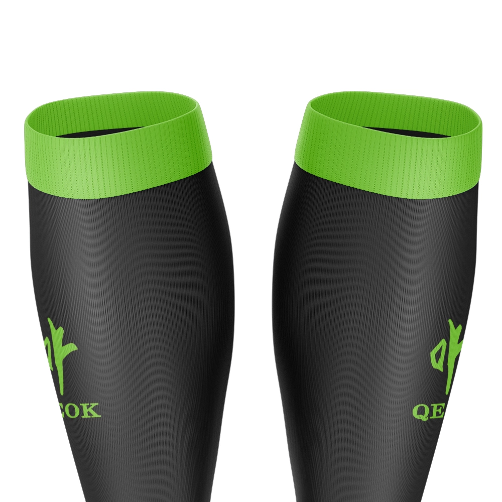Custom Black and Neon Green Soccer Socks – Breathable Stretch Knit with Cushioned Sole, Secure Fit Cuff, and Complete Team Customization by QEOK - Image 3
